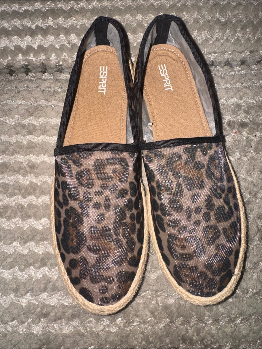 Esprit Leopard Print Espadrille Slip-Ons - Black & Brown